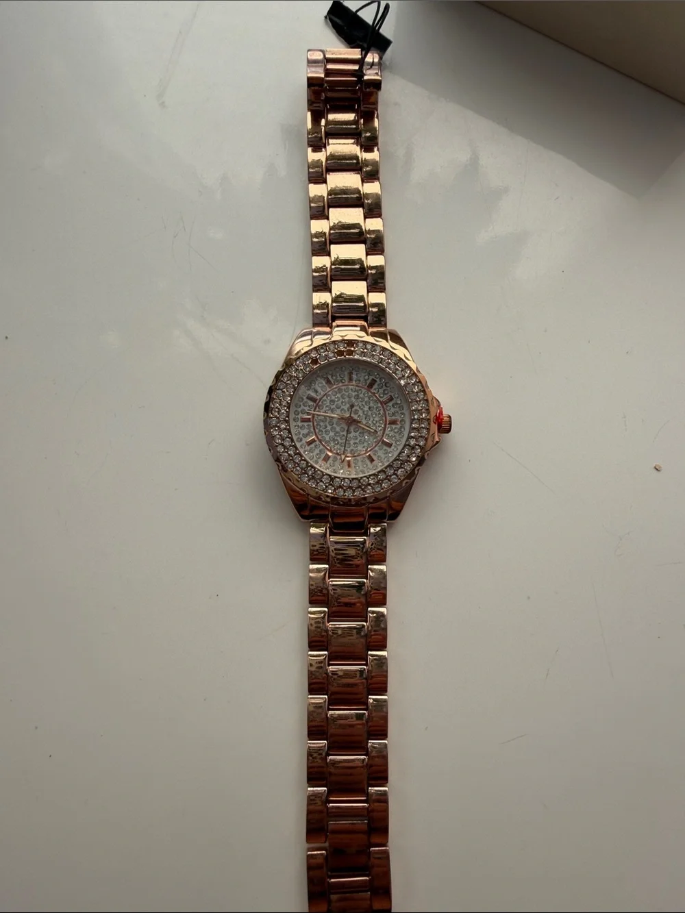 Elegant Women's Rose Gold Crystal Accent Watch